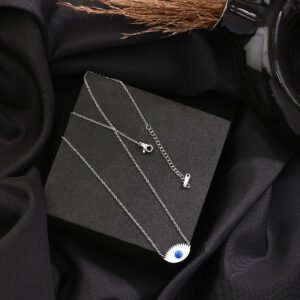 Jwelream Evil eye stainless silver pendant with chain