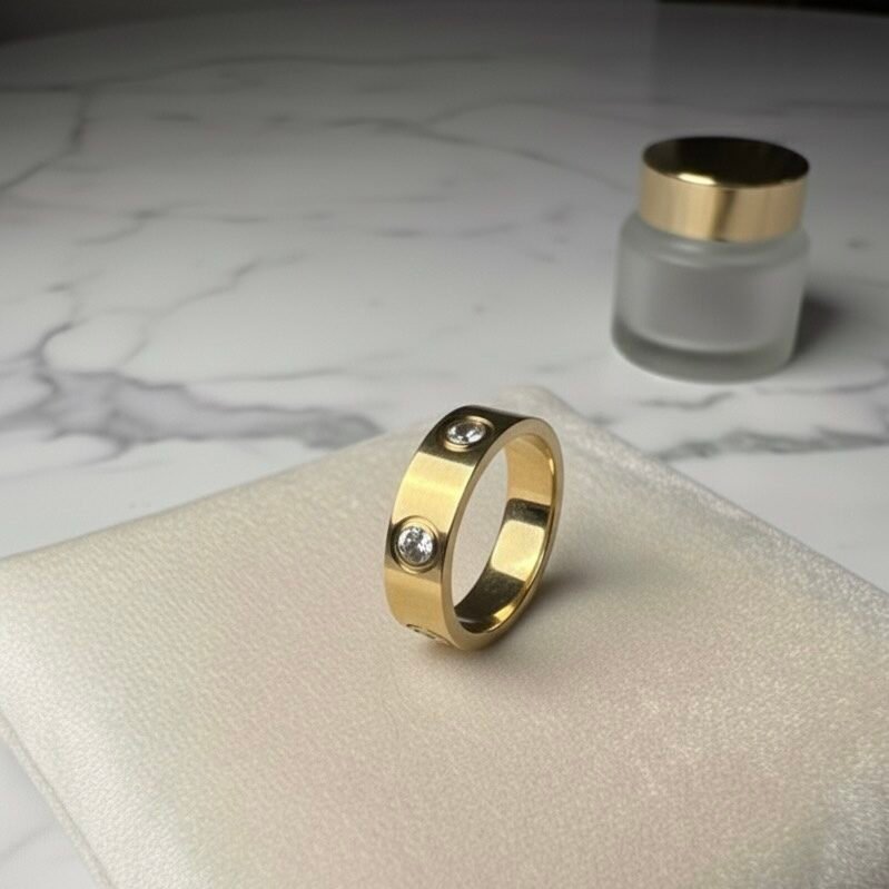 18K Gold Plated  Basic Simple Style Waterproof Non Tarnish Rings By Jwelream