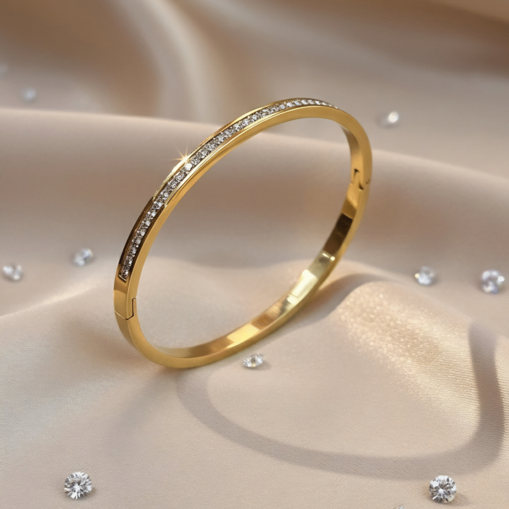 Luxurious Gold Plated Non Tarnish Zirconia  Bangle By Jwelream