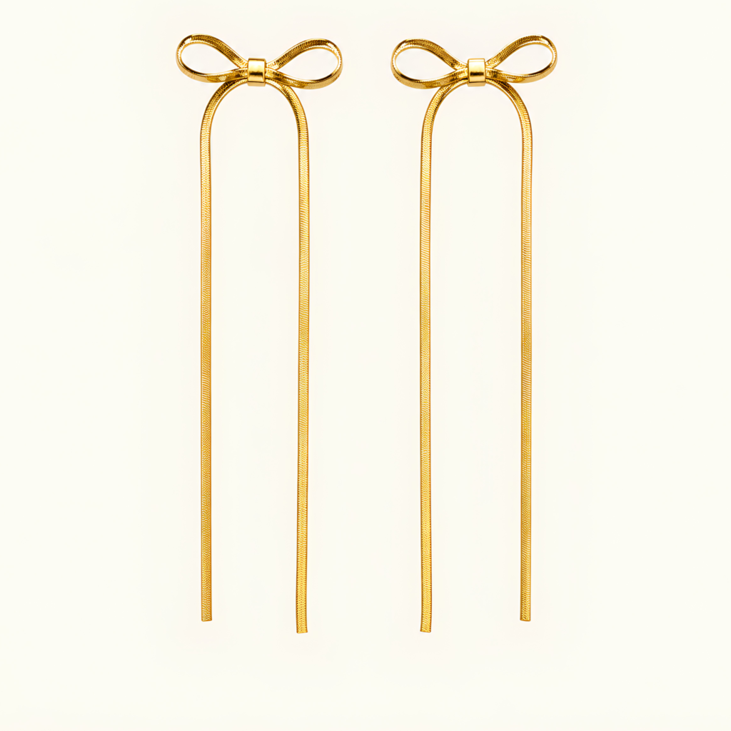 PVD Plating Bow Earrings