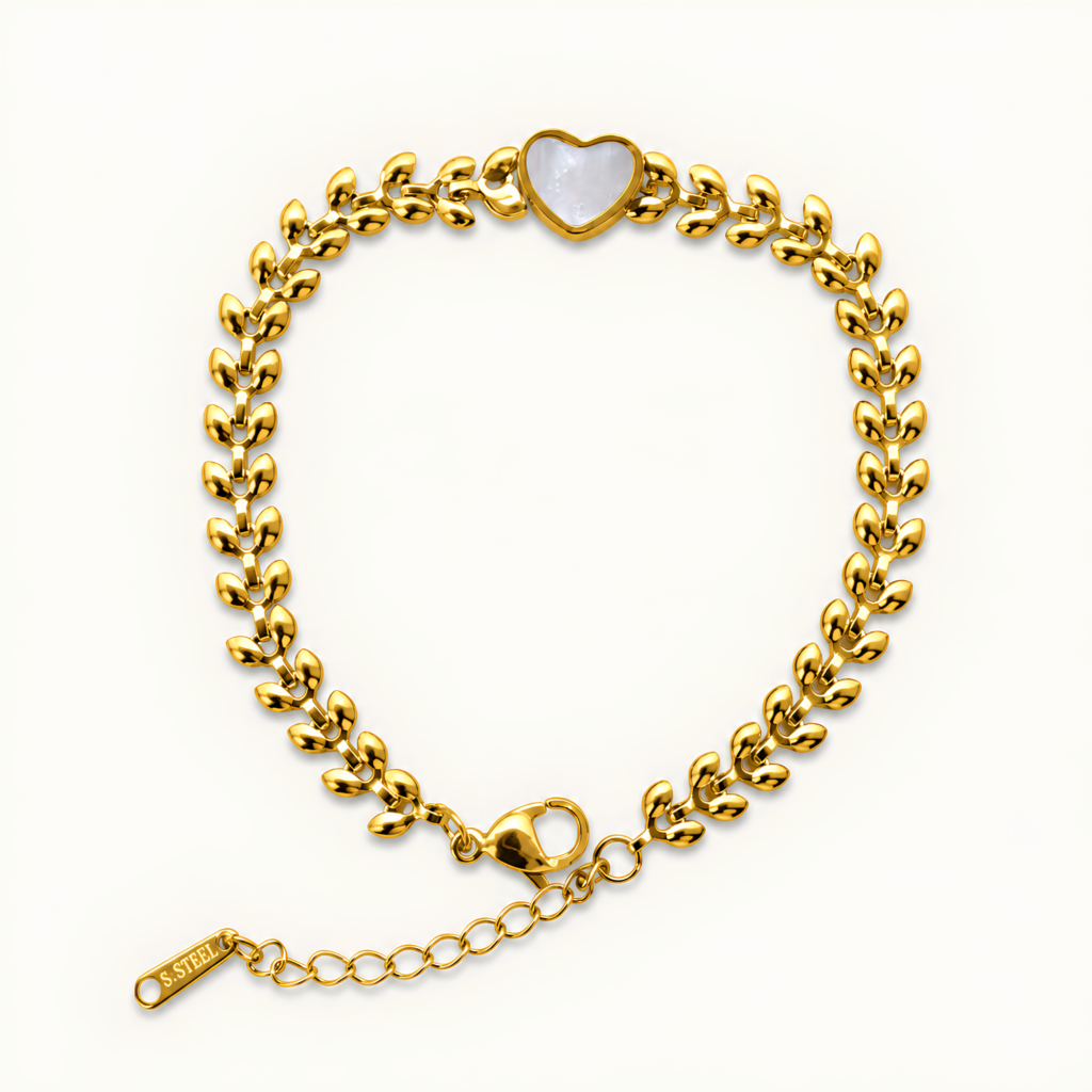 18K Gold Plated Heart Charm  Bracelet