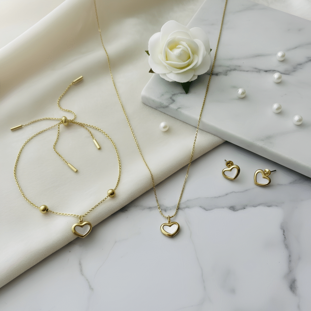 18K Gold Plated Heart 3-Piece Jewelry Set