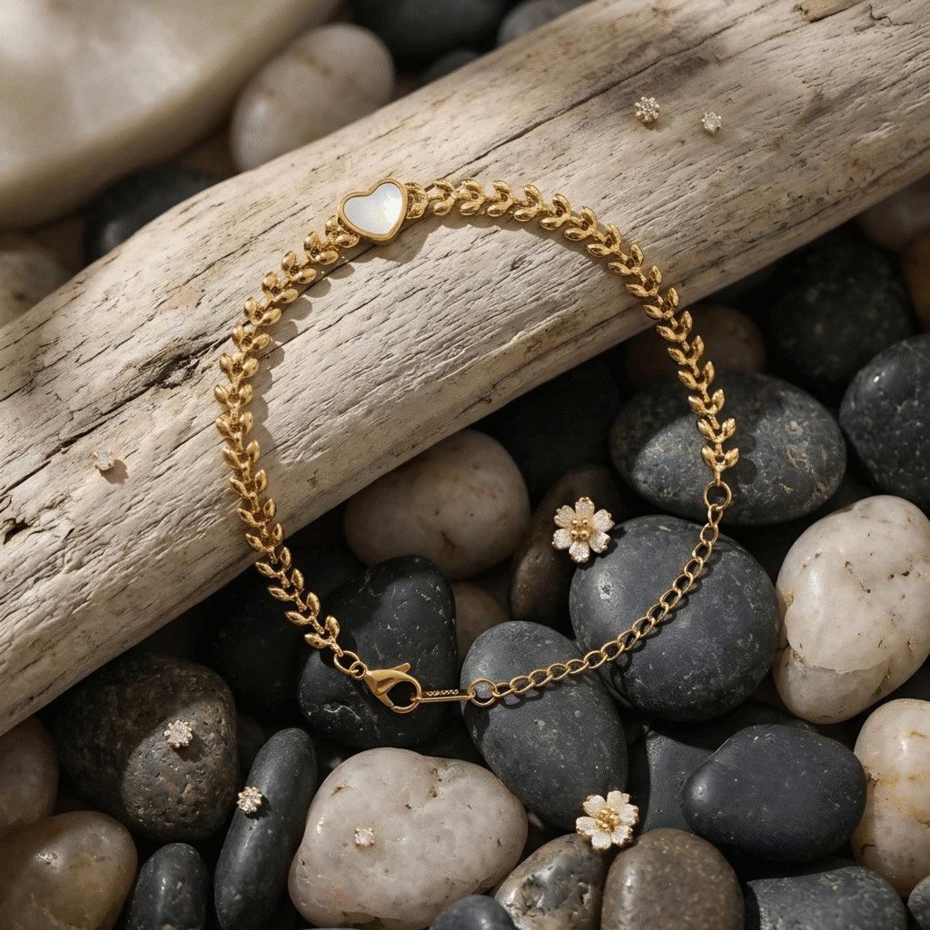 18K Gold Plated Heart Charm  Bracelet
