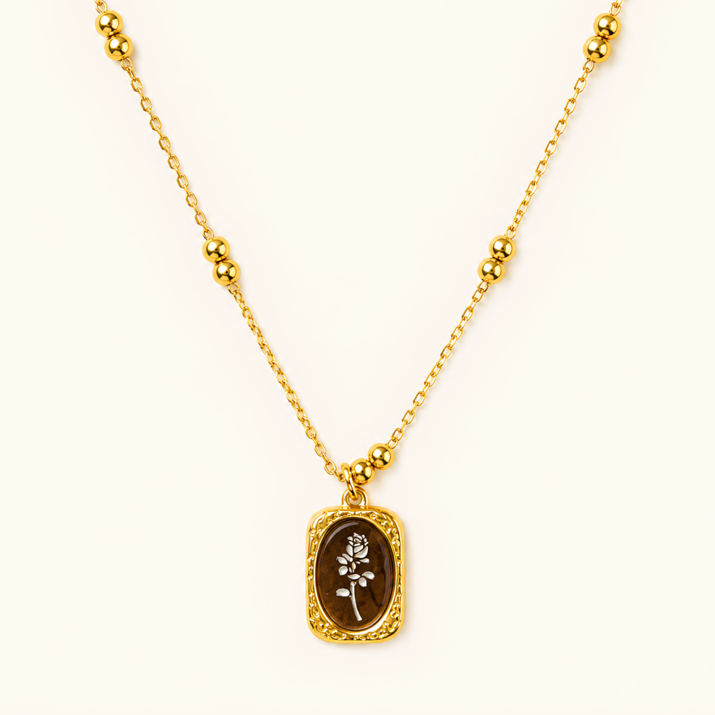 18K Gold Plated Yellow Acrylic Heart Necklace