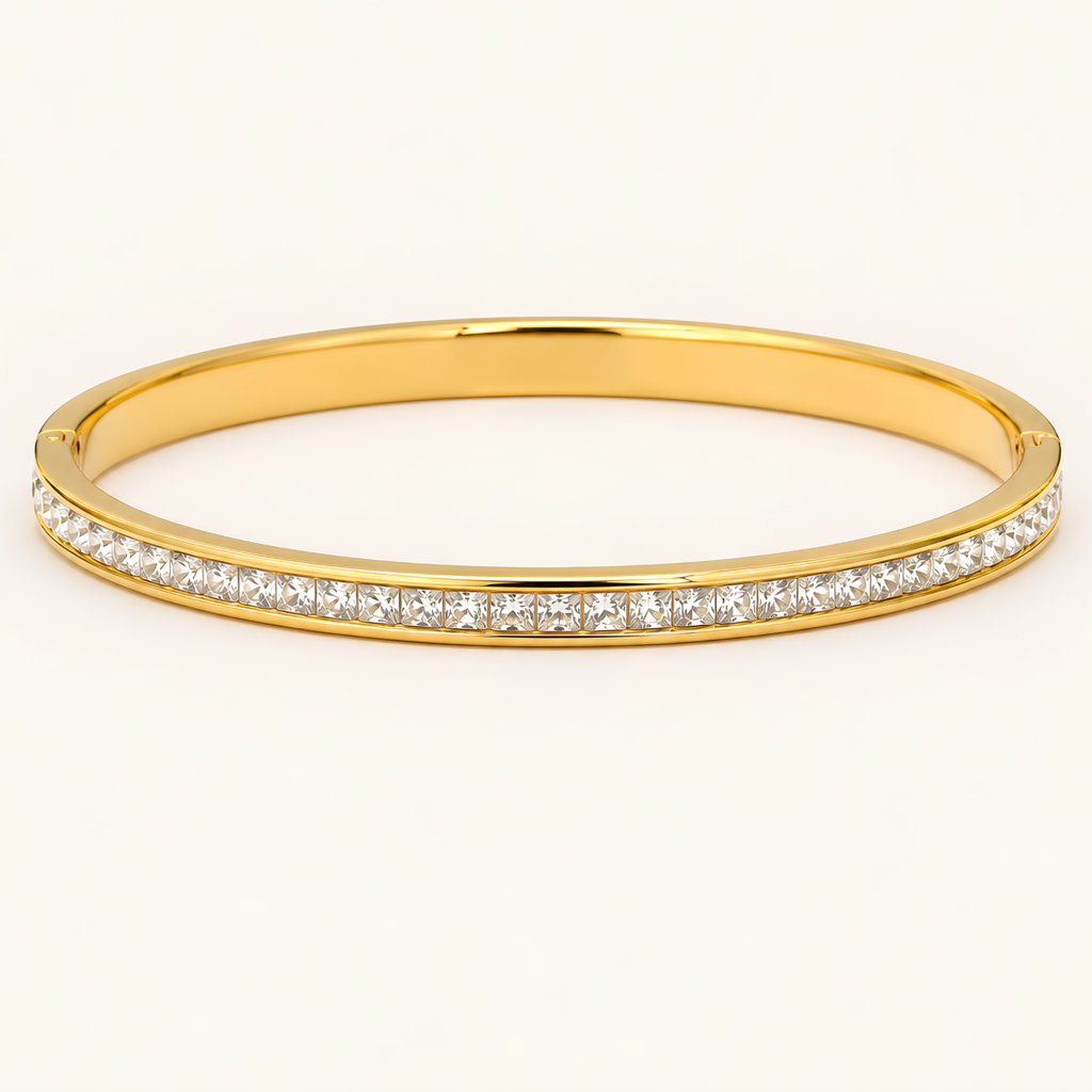 Luxurious Gold Plated Non Tarnish Zirconia  Bangle By Jwelream