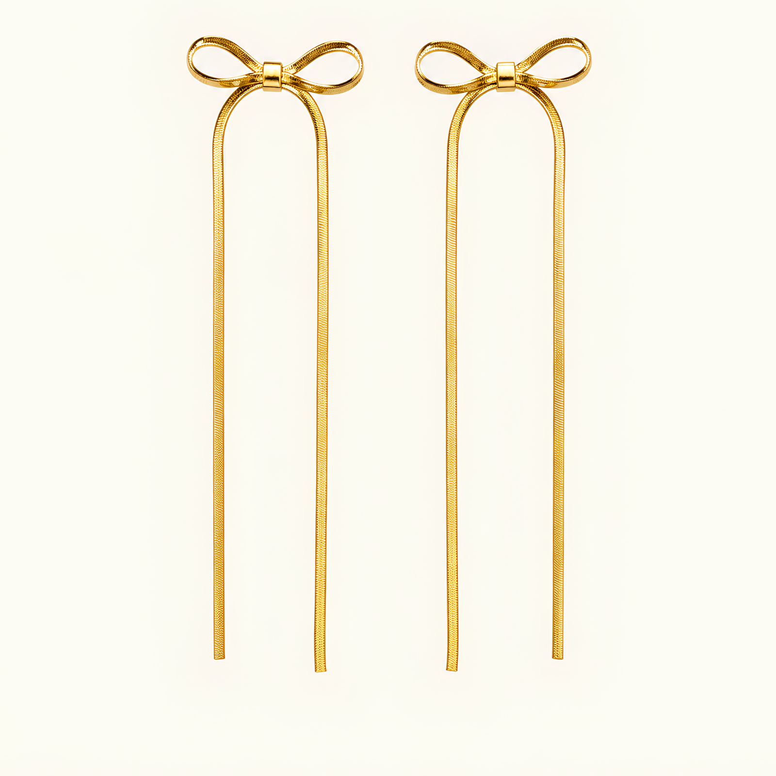 PVD Plating Bow Earrings