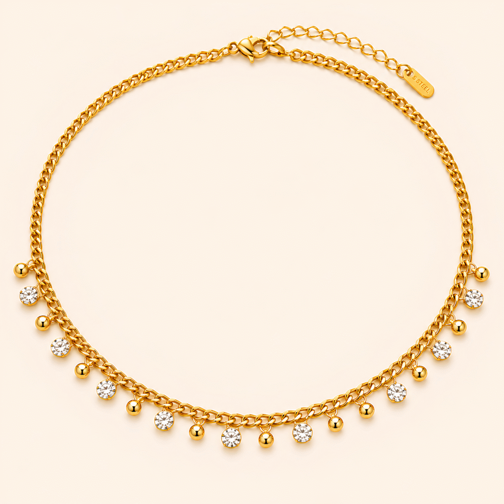 Crystal Bead Charm Necklace