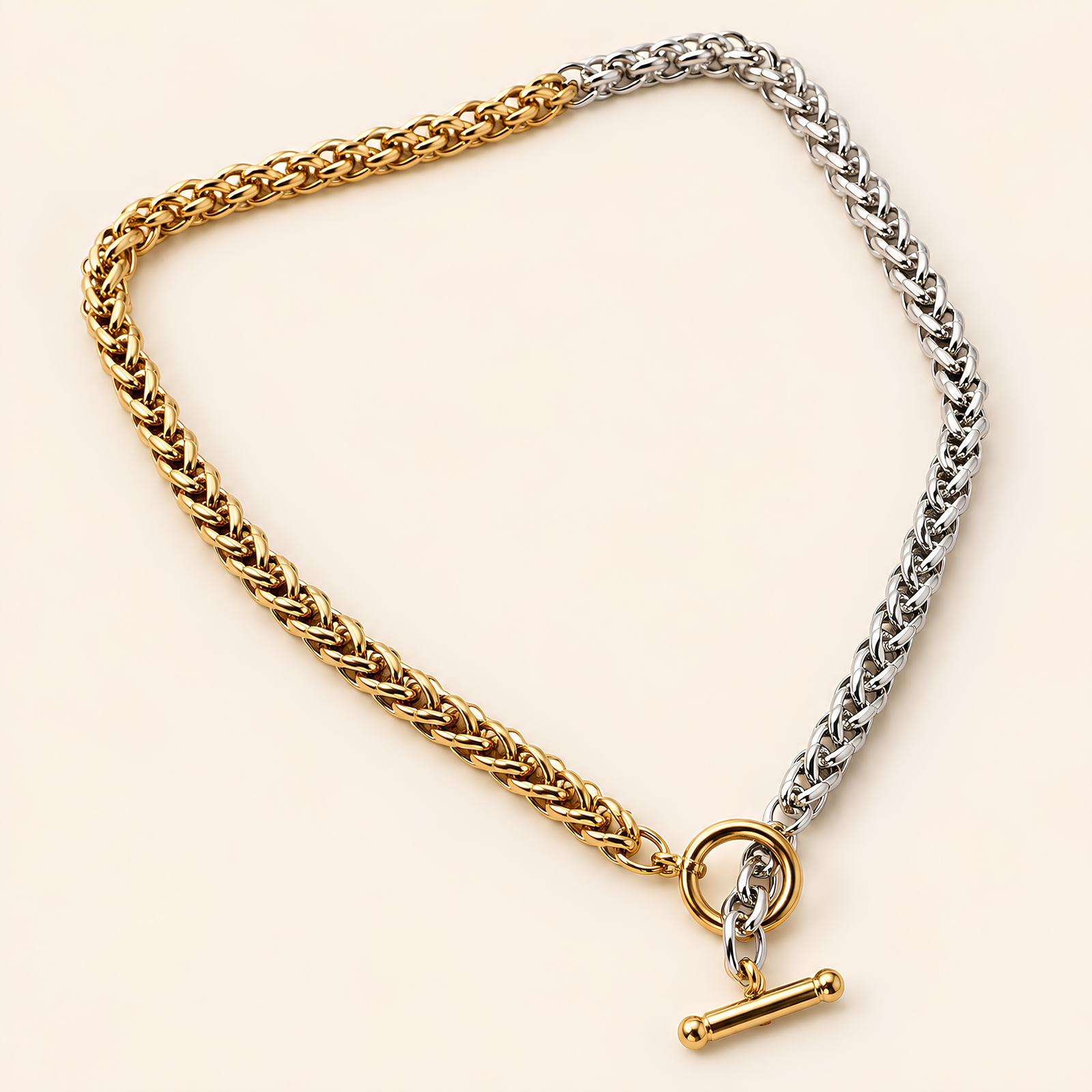 Gold Silver Link Necklace - Image 3