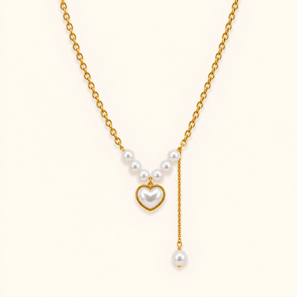 Pearl Heart Drop Necklace