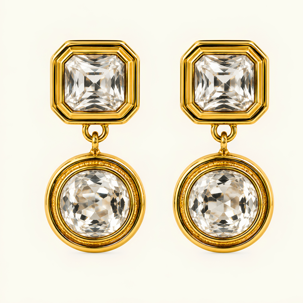 Geometric Crystal Drop Earrings