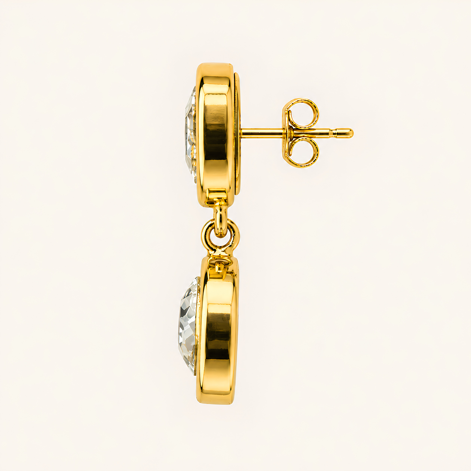 Geometric Crystal Drop Earrings - Image 2