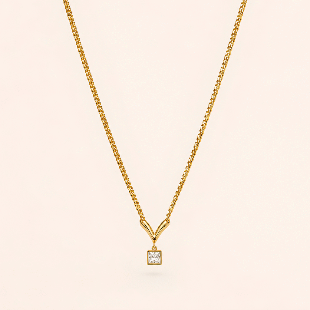 Square Zircon V Necklace