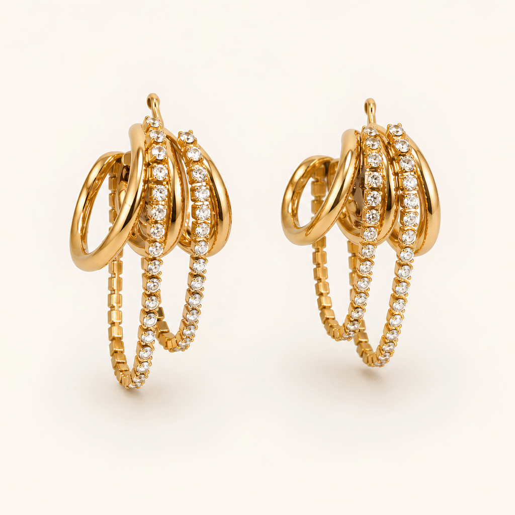 Multi-Hoop Dangle Gold Earrings