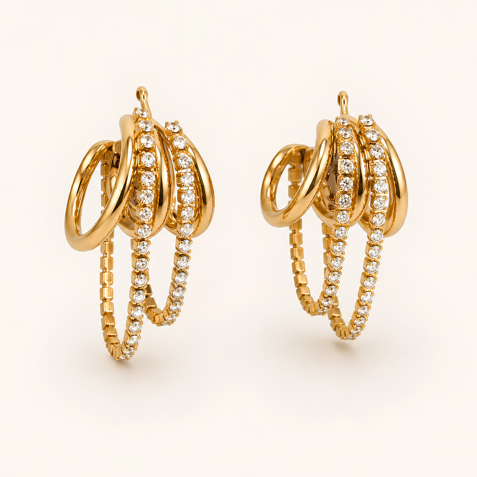 Multi-Hoop Dangle Gold Earrings
