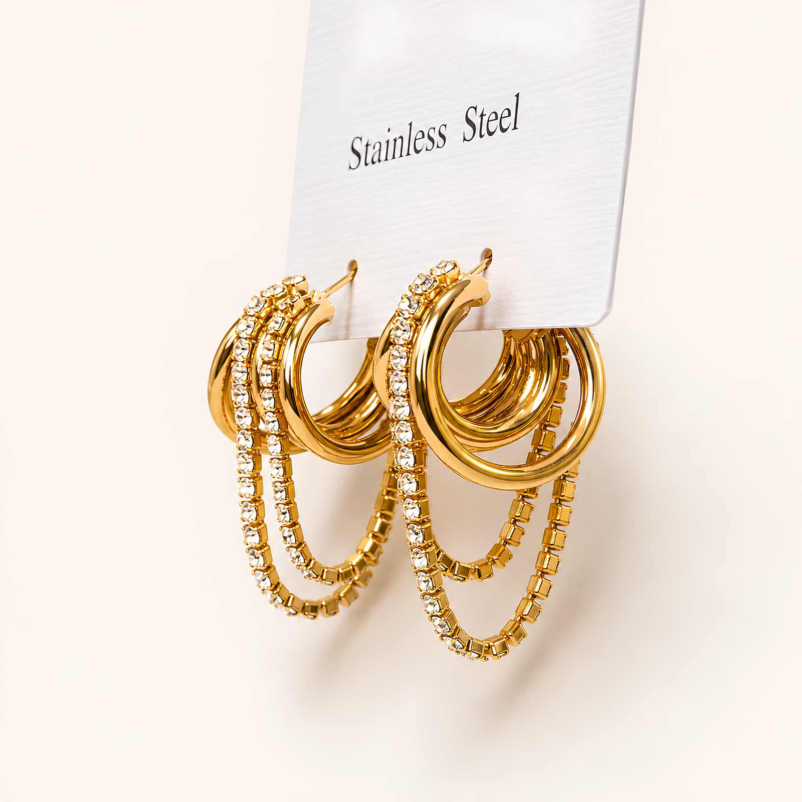 Multi-Hoop Dangle Gold Earrings - Image 2