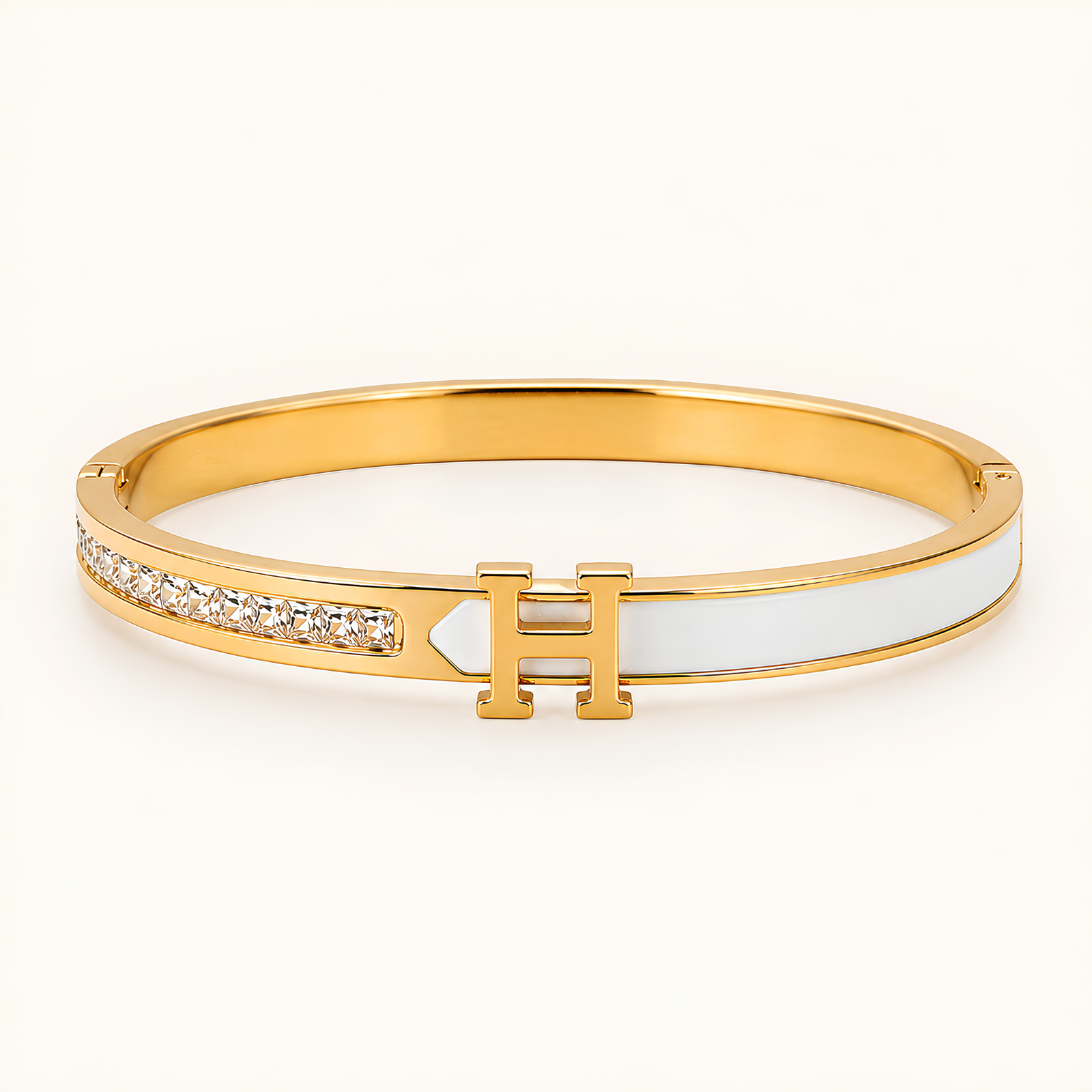 H Logo Zircon Hinged Bangle