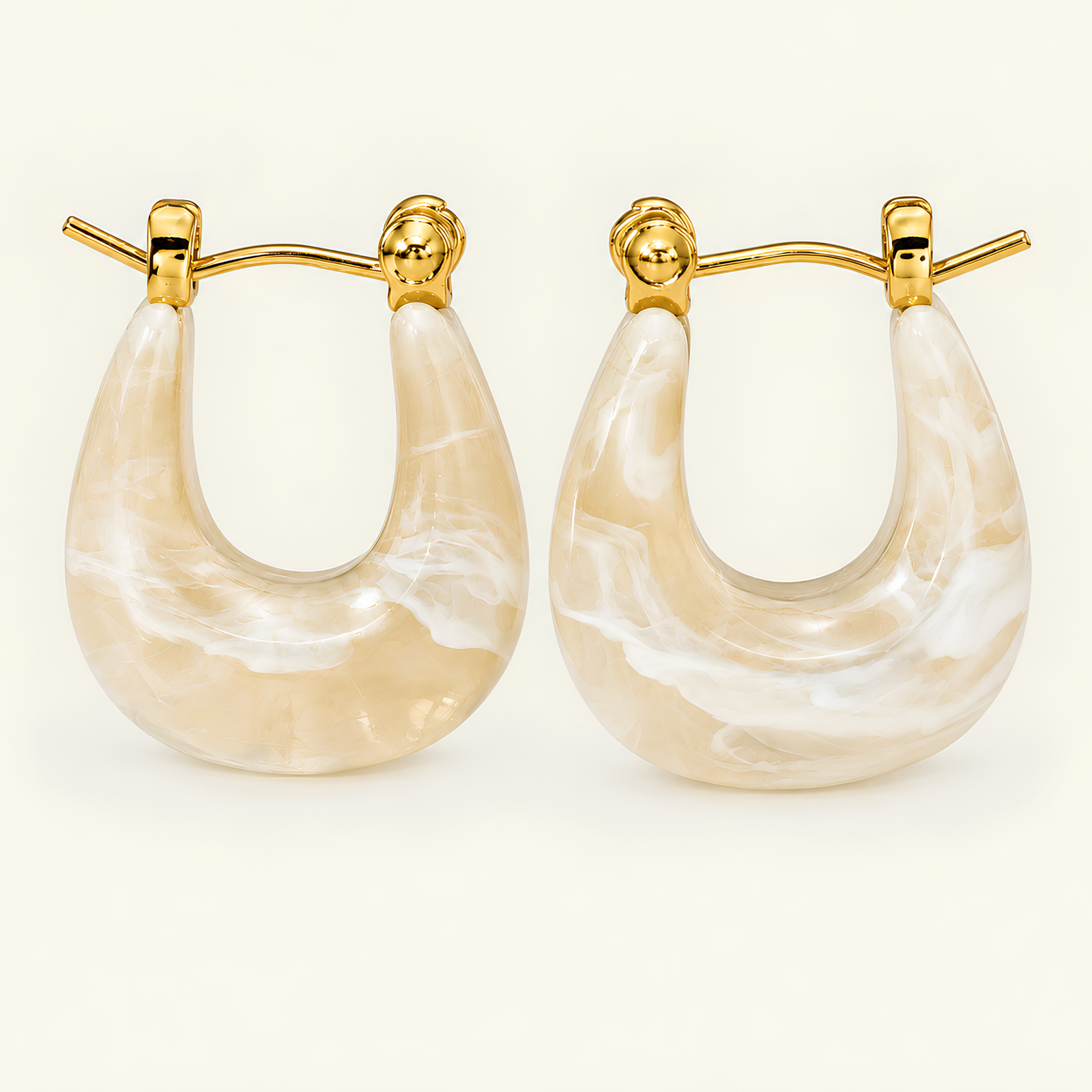 Chunky Marble Resin Huggie Hoop Earrings
