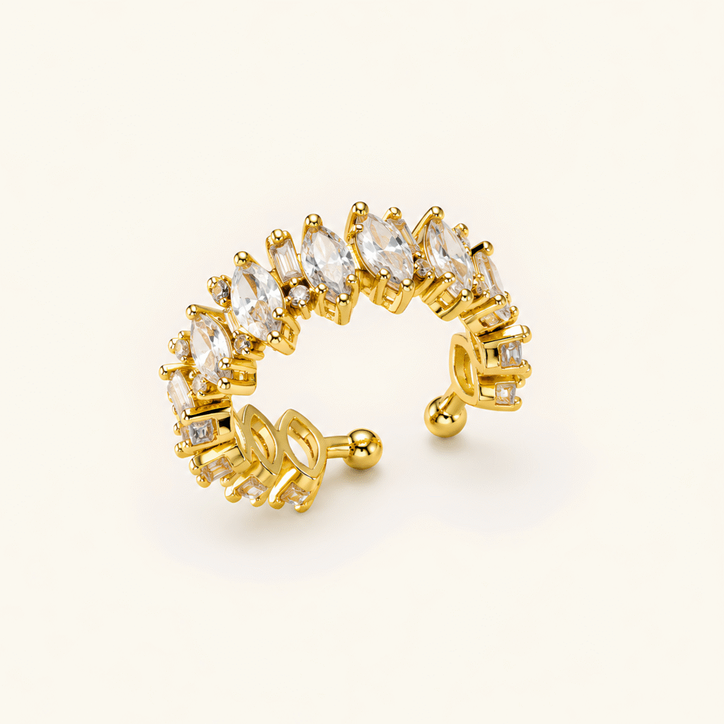 Gold Marquise Crystal Adjustable Open Ring