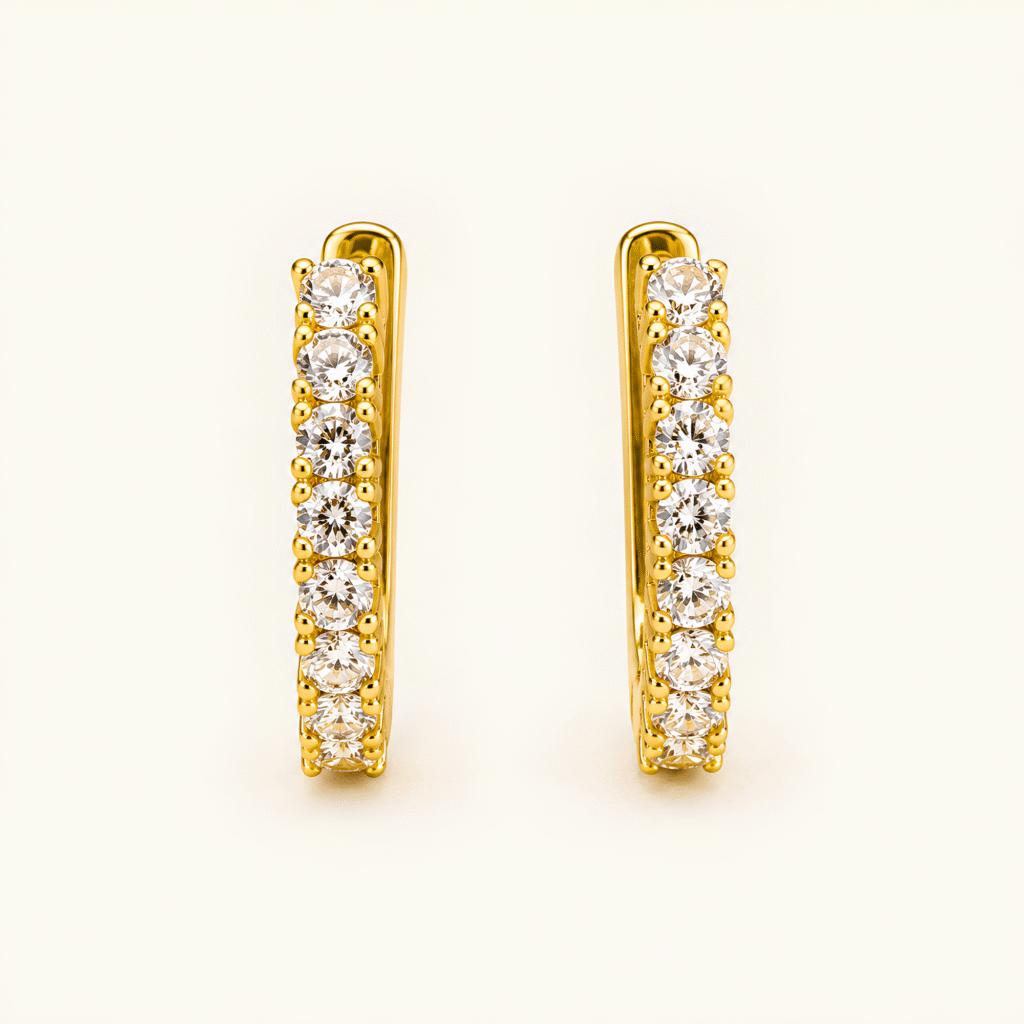 Classic Sparkle Gold Hoop Dangles