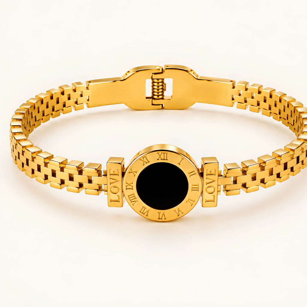 Roman Numeral Black Dial Bracelet