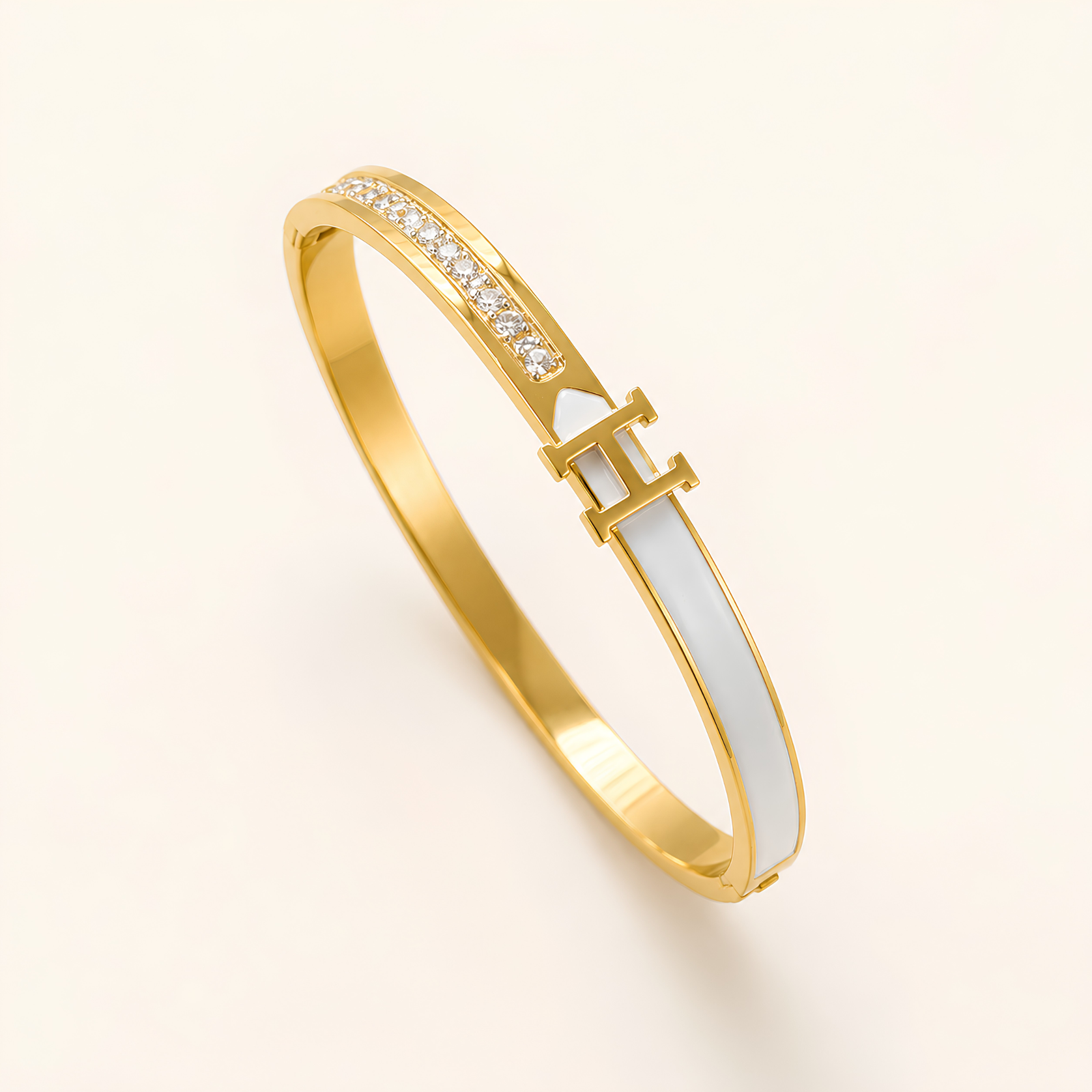 H Logo Zircon Hinged Bangle - Image 2